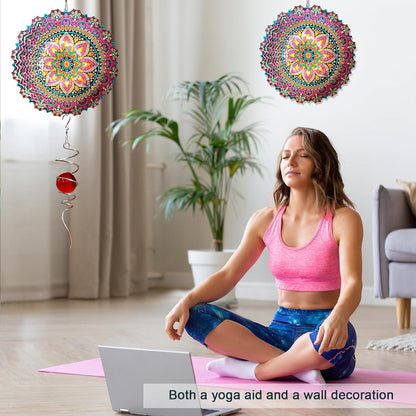 Mandala Blossom Wind Spinner - Metal Wind Spinners | 12inch 3D Kinetic Laser Cut Hanging Wind Sculpture & Wind Catcher | Outdoor Decor for Garden, Patio, Yard Art