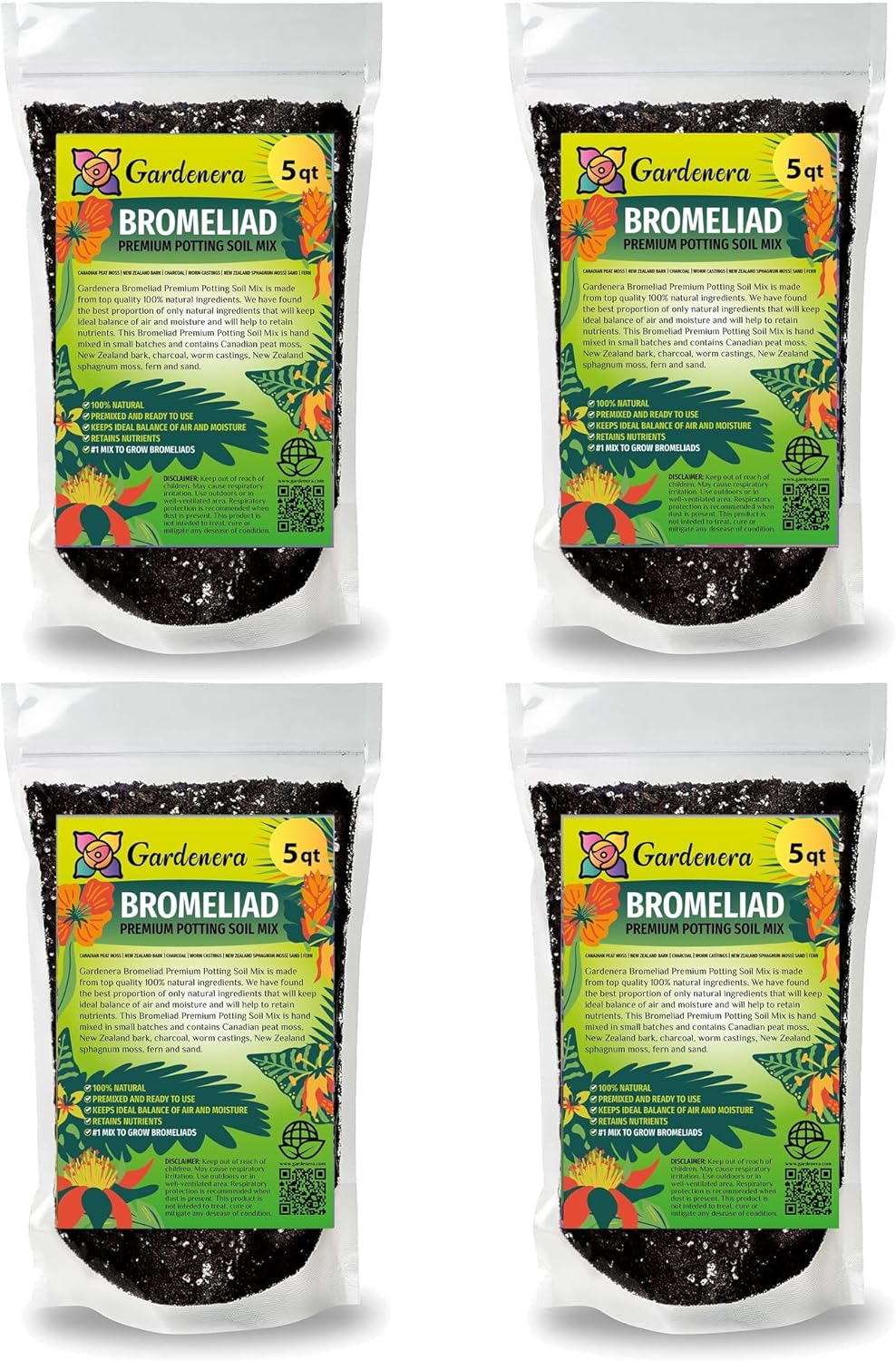 Gardenera Organic Bromeliad Soil Blend - Enhance The Beauty and Resilience of Your Plants - 20 QUARTS