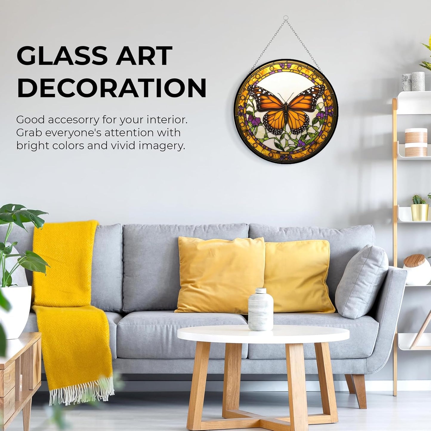 Monarch Butterfly Stained Glass Window Hanging, Suncatcher for Women, Stained Glass Window Decor Perfect Home Décor