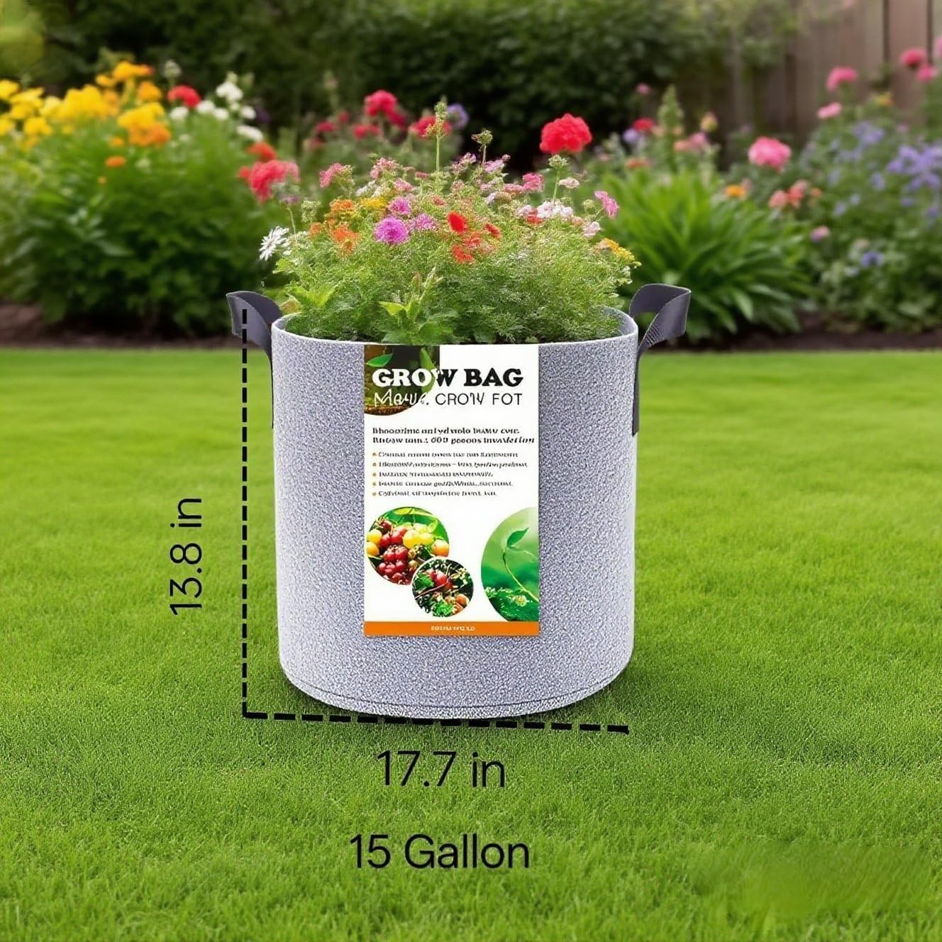 Grow Bags,Gallon Pot,Gallon Grow Bag,Fabric Plant Vegetable Pots,15-35 Gallon Nursery Pots,Deep Plant Pot, Gallon Grow Bags with Handles,3pcs (15 Gallon)