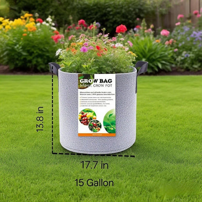 Grow Bags,Gallon Pot,Gallon Grow Bag,Fabric Plant Vegetable Pots,15-35 Gallon Nursery Pots,Deep Plant Pot, Gallon Grow Bags with Handles,3pcs (15 Gallon)