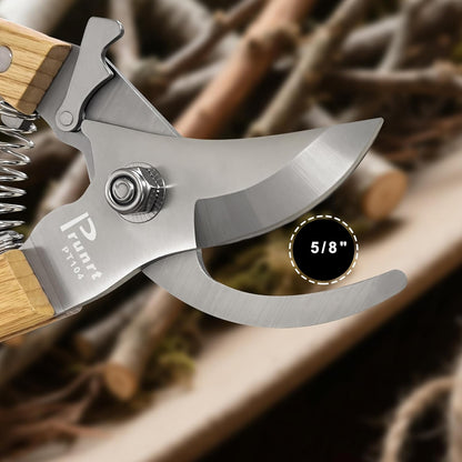 Pruning Shears, 7.5 Inch Garden Shears with 5/8 Inch Cut Capacity, Wood Clip Steel Handle, Professional Garden Clippers and Gardening Scissors, with Spare Spring