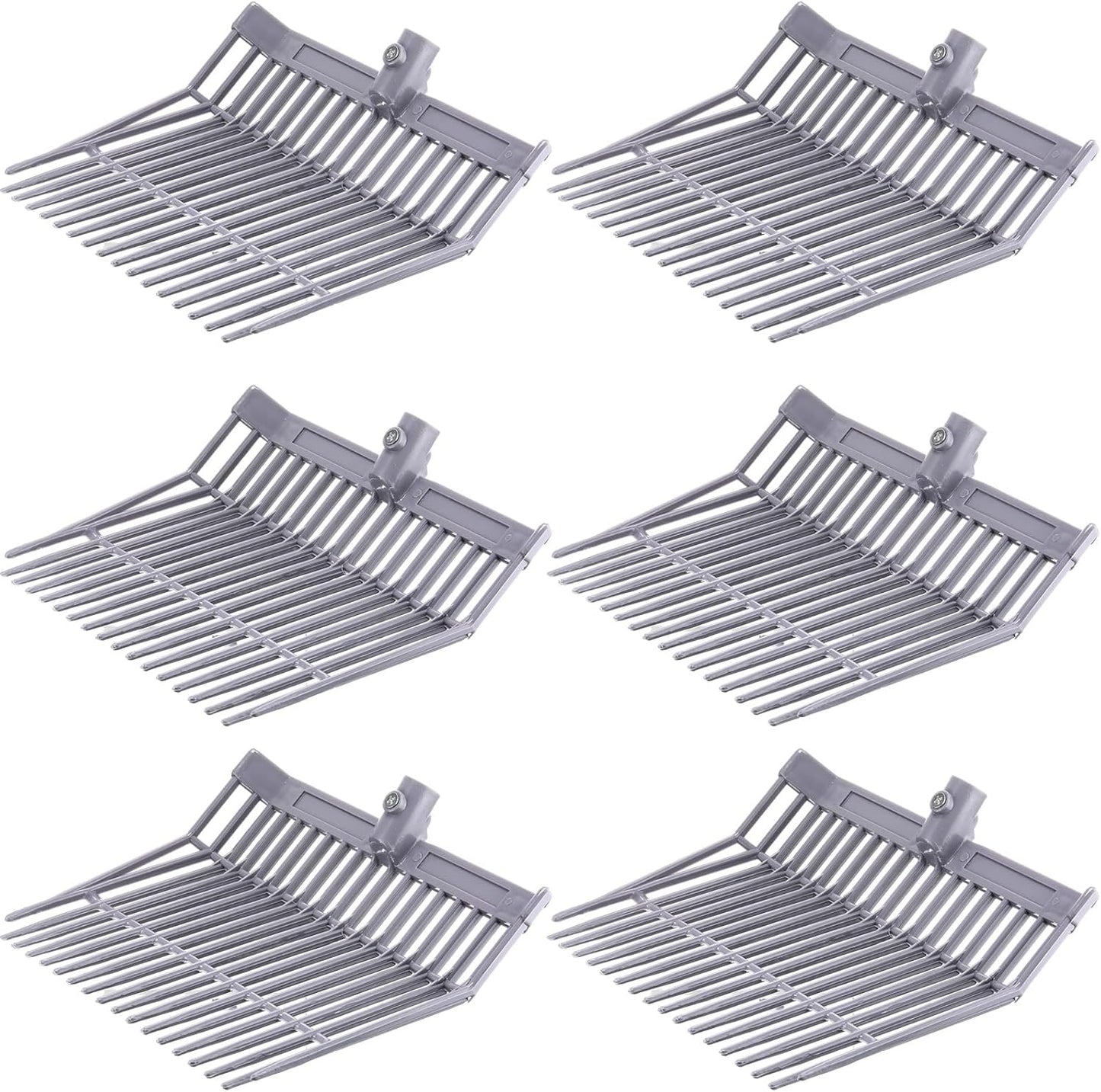 Lasnten 6 Pcs Manure Fork Head Bulk 18 Tines Pitch Fork Replacement Head with Screws and Nuts Durable Stable ABS Plastic for Horse Stall Picking up Manure