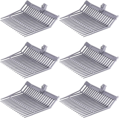 Lasnten 6 Pcs Manure Fork Head Bulk 18 Tines Pitch Fork Replacement Head with Screws and Nuts Durable Stable ABS Plastic for Horse Stall Picking up Manure