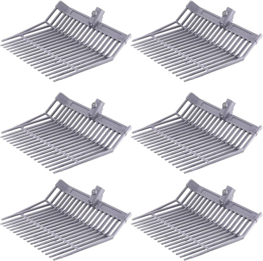 Lasnten 6 Pcs Manure Fork Head Bulk 18 Tines Pitch Fork Replacement Head with Screws and Nuts Durable Stable ABS Plastic for Horse Stall Picking up Manure