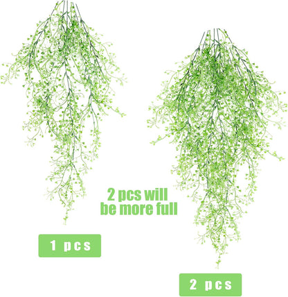 RECUTMS Fake Hanging Plants Artificial Ferns for Outdoor Hanging Faux Plants Vine Ivy Faux Fern Hanging Vines Wall Plants for Home Garden Party Wedding Decor (White 4P)