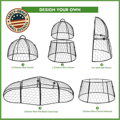 Decoroca 8 PCS Garden Cloches for Plants - Chicken Wire Plant Protectors from Animals, Outdoor Plant Cages to Keep Squirrels, Rabbits & Birds Out of Vegetable - DIY in 5 Forms - Sturdy Anti-Rust Dome