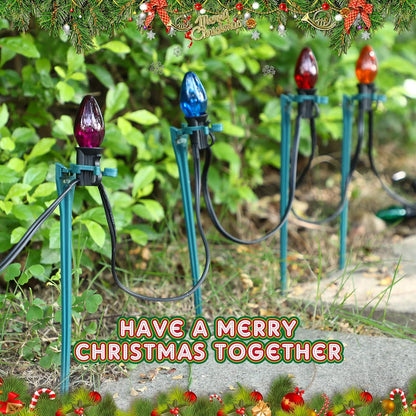 Jetec 400 Pieces Christmas Light Stakes Universal Yard Lawn Holiday 7.5 Inches Light Ground Stakes for C7 C9 String Lights Christmas Outdoor Lights Holders on Yards, Driveways (Green)