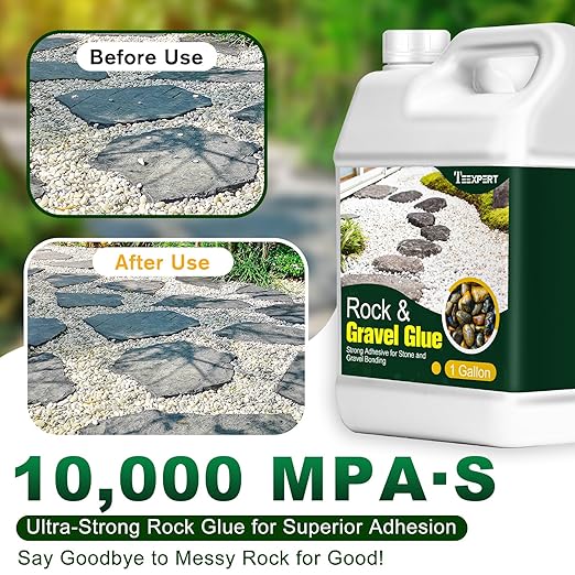 Teexpert 2 Gallon Rock Glue for Landscaping – Strong Pea Gravel Binder & Stone Adhesive for Walkways, Yards, Patios, and Decorative Driveway Edges