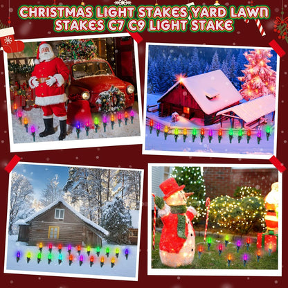 Jetec 400 Pieces Christmas Light Stakes Universal Yard Lawn Holiday 7.5 Inches Light Ground Stakes for C7 C9 String Lights Christmas Outdoor Lights Holders on Yards, Driveways (Green)