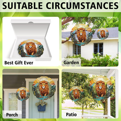 Lion Wind Spinner - Unique 3D Hanging Wind Spinner for Yard and Garden
