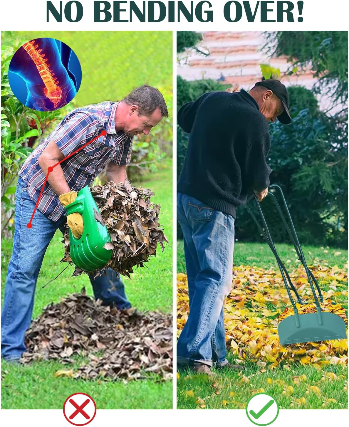 Leaf Grabber, Grabber Rake, Leaf Picker Upper, Leaf Scoops with Long Handle, Rakes for Yard Work, Yard Tools for Garden Cleaning
