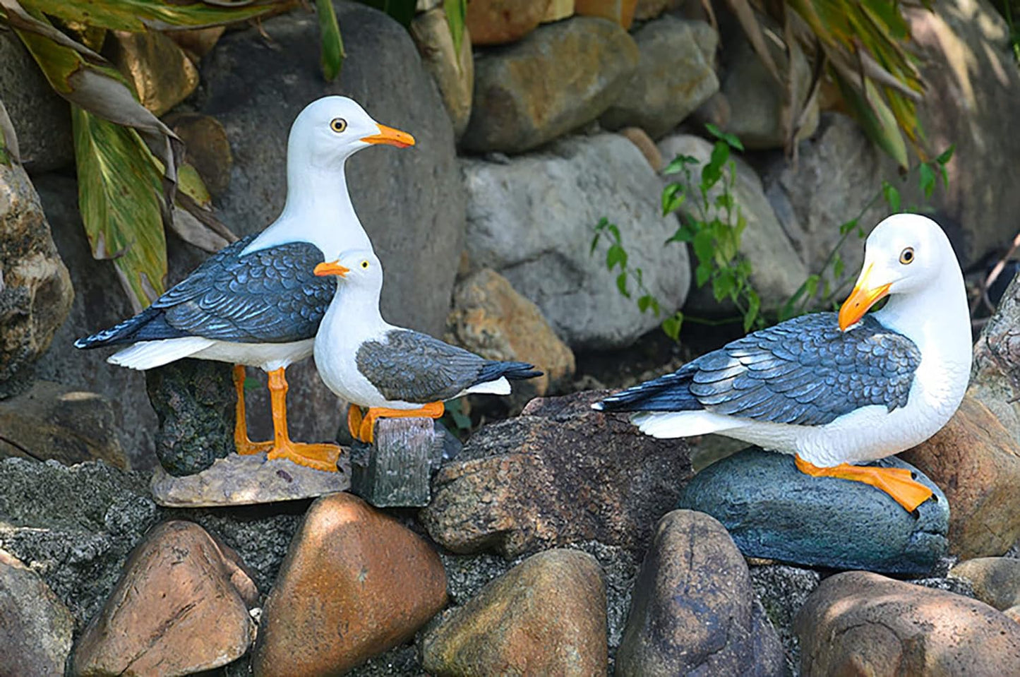 Real Seagull Outdoor Statue,Garden Bird Sculpture,Beach Statue Decor,Resin Animal Seabird Ornaments,Coastal Beach Decor for Outdoor Table Decor for Garden,Terrace,Lawn,Yard