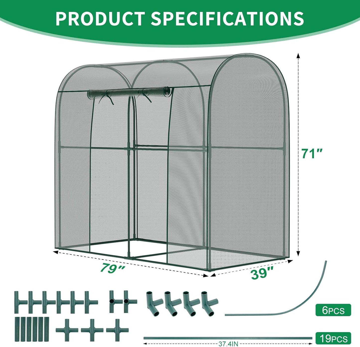 SUNYRISY Garden Plant Netting Crop Cage for Garden Raised Bed, 6.5 x 3.3 x 6 Ft Plant Cover Cage Protectors from Animal for Outdoor Plants with Frame and Zippered Door