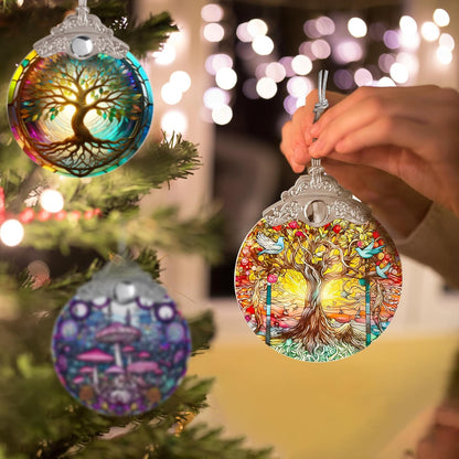 Tree of Life Suncatcher, Jocidea Stained Glass Hanging Decor, Tree of Life Christmas Ornament, Scene Decor, Room Decor, Home Decor, Holiday Party Decor, Christmas Decor