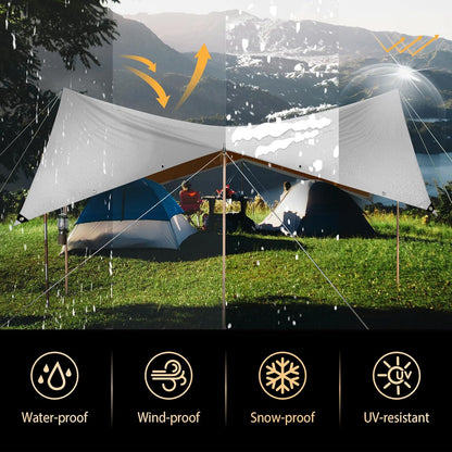 Tarp 8x10 ft Heavy Duty 10mil Silver/Brown 100% Waterproof High Durability Multipurpose Outdoor Tarpaulin,Uv Resistant,for Courtyards,Camping, Canopy, Trailer, Boats, Camping, Etc -by MVPNET