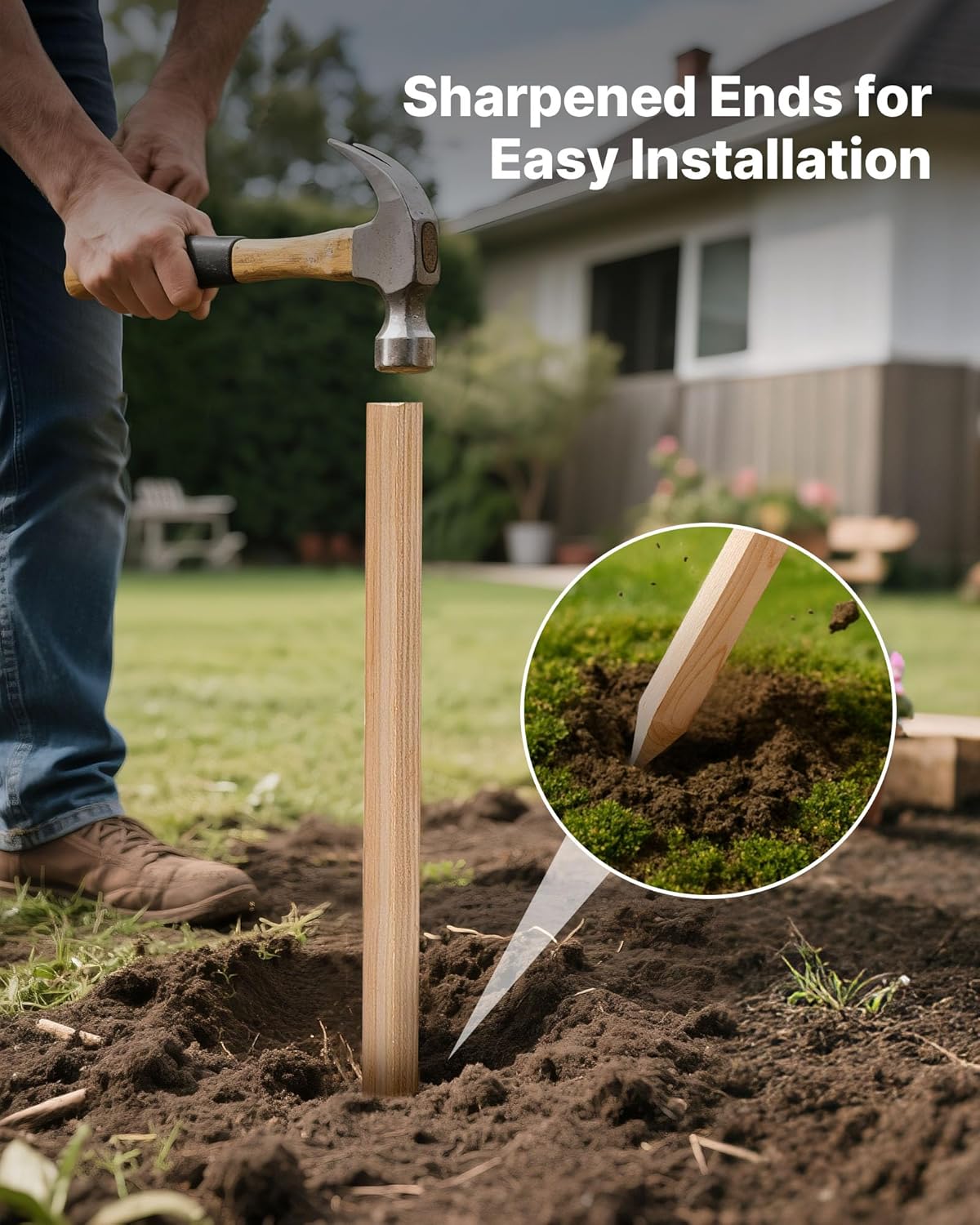 VEVOR Wooden Garden Stakes, 25 Pcs 36x0.75x0.75 in Survey Grading Stakes, Garden Ground Stake with Sharp Point, Fir Wood Plant Support Stake, Sign Posts for Silt Fence Backyard Boundaries Baselines