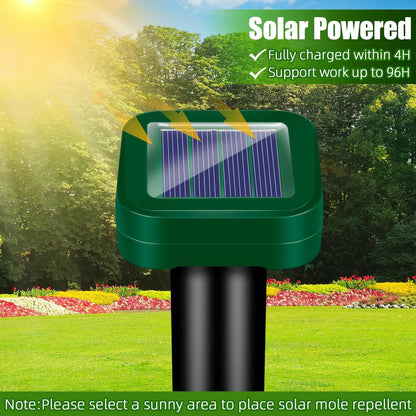 8 Pack Solar Powered Mole Repellent Ultrasonic Stakes - Outdoor Snake, Gopher, Vole, Groundhog Repeller for Yard & Lawn, Waterproof Pest Deterrent for Garden & Farm