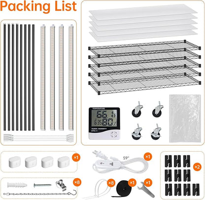 Bstrip Indoor Greenhouse with Grow Light, Tall Plant Stand with 4 Pack Full Spectrum Plant Lights , 3 Color Modes, Plant Shelf with Tent for Indoor Plant, Seed Starting, Seed Tray, 47.2"x17.8"x71"