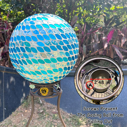 Gazing Globe Stand, Metal Gazing Ball Holder with Flower Planter Base, Vintage Gazing Ball Display Stand for 8-9 Inches Garden Gazing Globes, Indoor, Outdoor, 11 "D x 24 "H