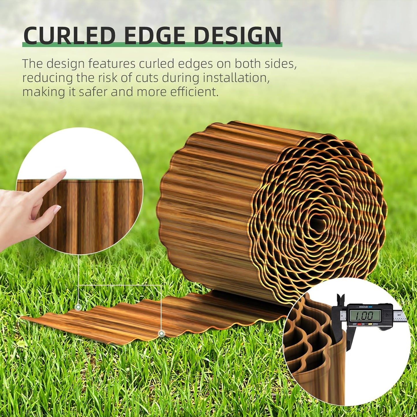 AHEONLAR Corrugated Metal Garden Edging, 5''×25Ft Steel Landscape Edging Border, Flower Bed Edging Borders, Metal Lawn Edging for Landscaping, Garden, Pathway, Lawn, Flower Bed, Garden Fence (Rusty)