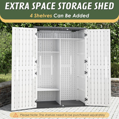 KAMABOKO Outdoor Storage Cabinet 55 Cu.Ft Outdoor Trash Can Storage Shed Waterproof Horizontal Storage Shed Outdoor Storage for Backyard, Patio, Poolside (White)