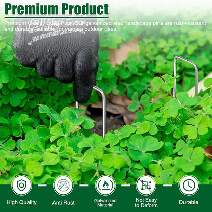 12 Inch 11 Gauge Galvanized Landscape Staples Stakes for Decoration, 25/100/200pcs Garden Metal Stakes for Weed Barrier Fabric, Fence Stakes, Tent Stakes (12in, 200pcs)