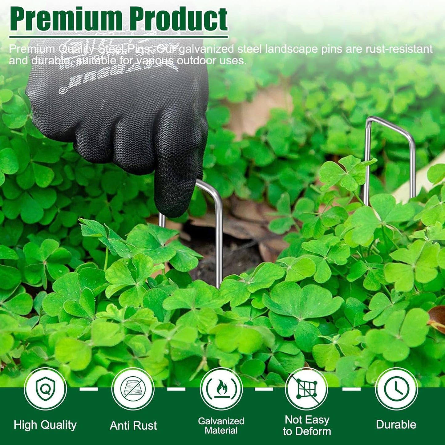 12 Inch 11 Gauge Galvanized Landscape Staples Stakes for Decoration, 25/50/100pcs Garden Metal Stakes for Weed Barrier Fabric, Fence Stakes, Tent Stakes (12in, 50pcs)