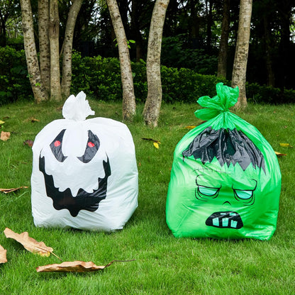 Qilery 12 Pcs Halloween Leaf Lawn Bags Plastic Pumpkin Trash Bags for Leaves with Twist Ties for Halloween Yard Garden Outdoor Party Favors Decorations