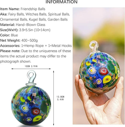 QFkris 4" Hand-Blown Glass Ornaments Glass Christmas Ornaments Friendship Balls for Christmas Tree Hanging Gardens Window Outdoor Gazing Ball Witch Balls for Women