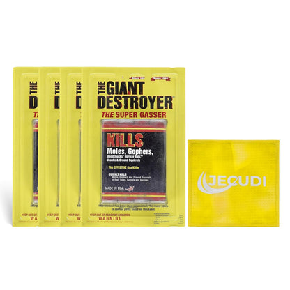 Giant Destroyer Smoke Bomb Gasser – Rodent & for Gophers, Moles, Groundhogs & Rats – 4 Pack (16 Tubes) + Jecudi Towel