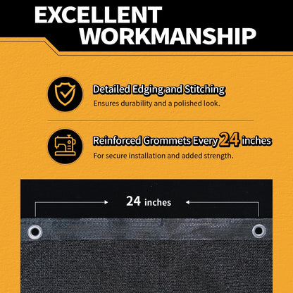 6x50Ft Garden Privacy Fence Screen, 145GSM Heavy Duty 90% Blockage Windbreak Mesh Tarp with Reinforced Edges & Anti-Rust Grommets, Includes Zip Ties for Garden, Yard, Backyard, Outdoor, Black