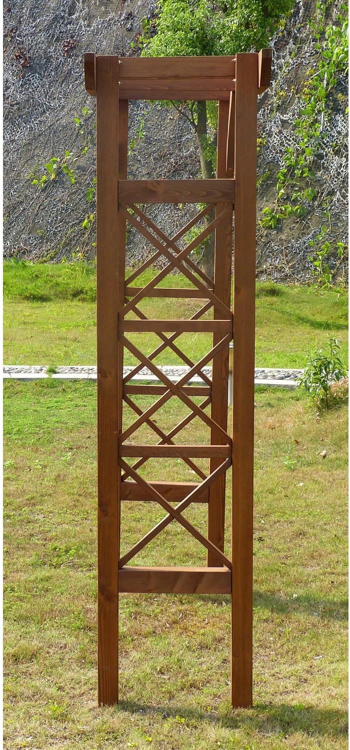 Maykoosh Asian Aesthetics Arbor, 60" W x 79.53" H, Rectangular Wooden Garden Arbor with Traditional Lattice Pattern - Brown