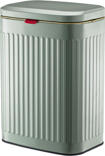 2.11Gallon 8L Carbon Steel Trash Can Door Compost Bin Wall Mounted 2 Ways Sliding Lid Compost Bin Countertop Kitchen Hanging Cabinet Door Trash Bin Metal Garbage Bin Cubo de BasuraGreen