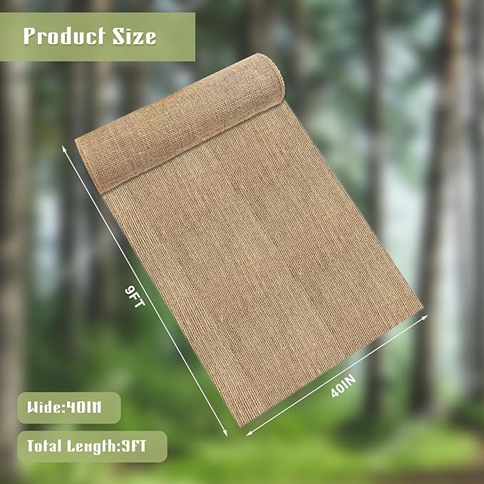 Svepndic 40in x 9ft Multipurpose Natural Burlap Fabrics Tree Wraps Rolls Tree Trunk Protectors,Gardening Burlap Rolls for Decorations, Weddings,Landscaping,Home