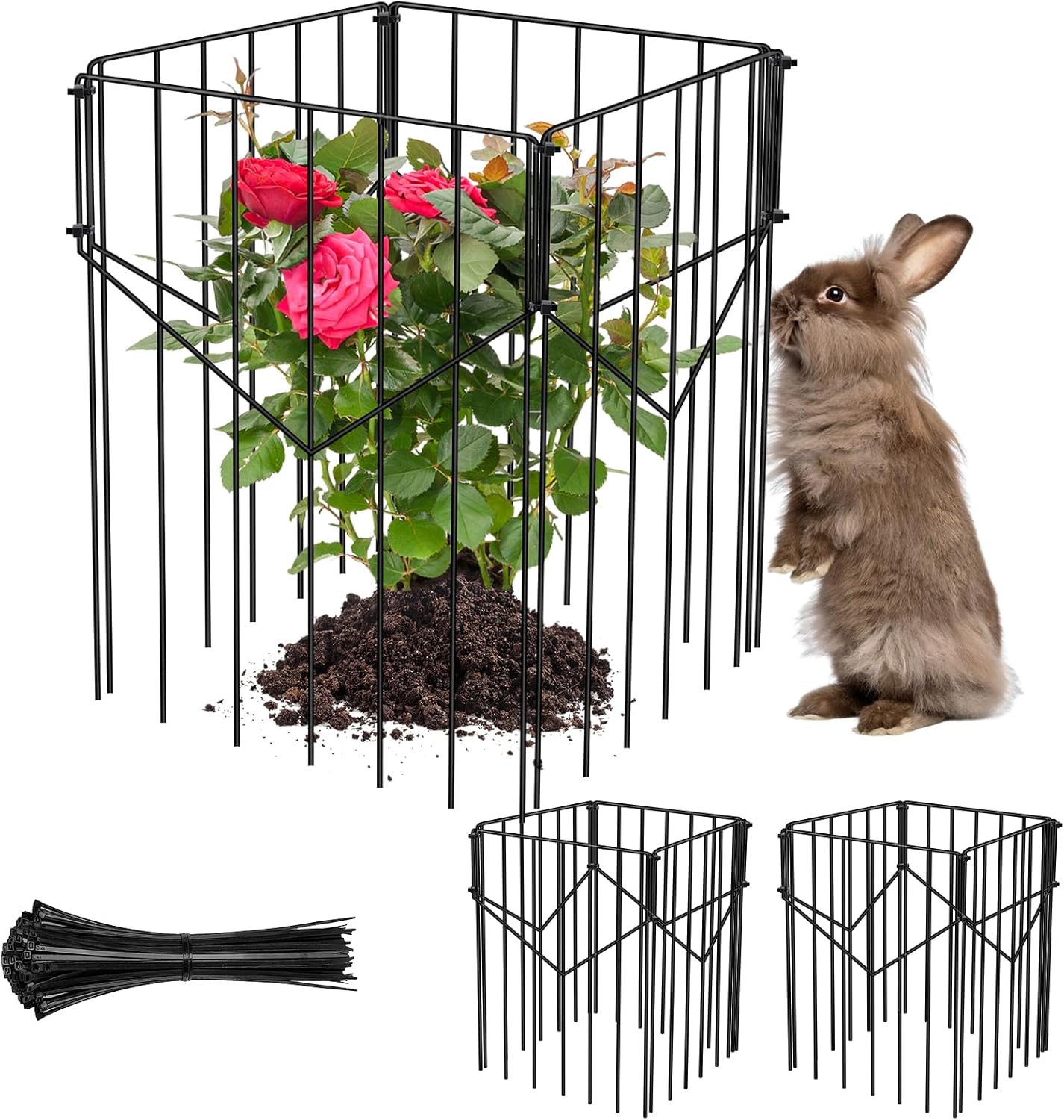 UNIFAMILY 12pcs Metal Plant Protectors from Animals 15.7 in, Heavy Duty Plant Cages for Outdoor Plants, Wire Plant Protectors, Garden Protection from Squirrels for Garden Barrier Fencing