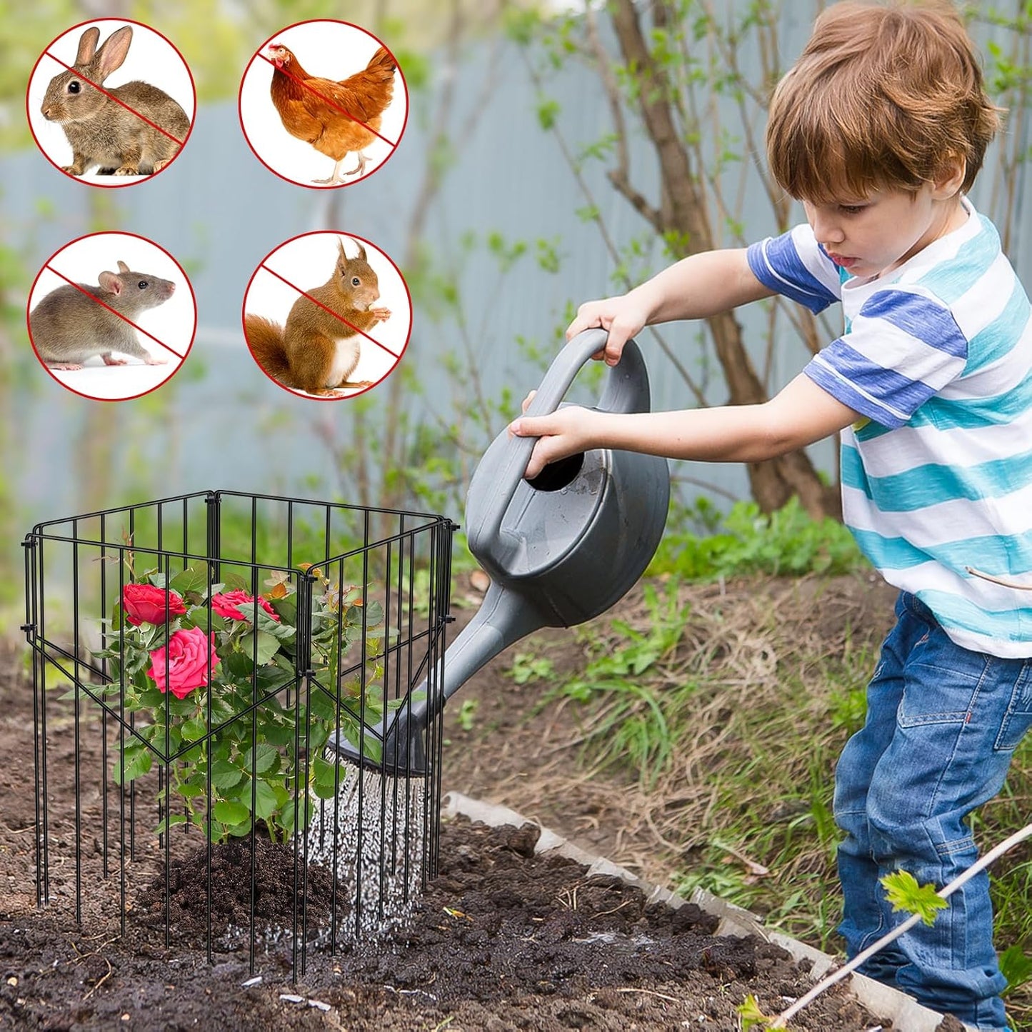 UNIFAMILY 12pcs Metal Plant Protectors from Animals 15.7 in, Heavy Duty Plant Cages for Outdoor Plants, Wire Plant Protectors, Garden Protection from Squirrels for Garden Barrier Fencing