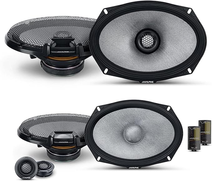 Alpine 6x9 R2 High-Resolution Speaker Bundle - A Pair of R2-S69C 2-Way Component Speakers & a Pair