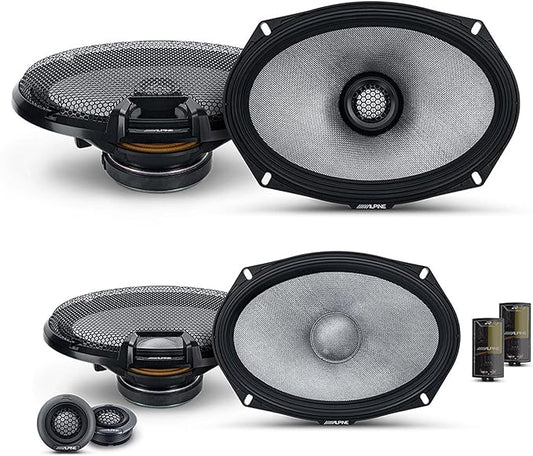 Alpine 6x9 R2 High-Resolution Speaker Bundle - A Pair of R2-S69C 2-Way Component Speakers & a Pair