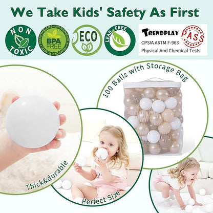 TRENDPLAY Plastic Balls for Ball Pits 2.2 Inch, Pack of 50 100 200 500 Hollow Balls, Perfect for