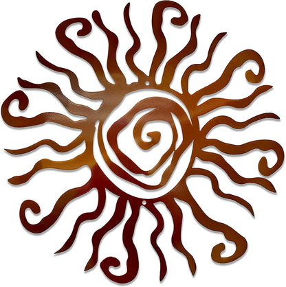 Riverside Designs Wacky Sun Metal Wall Art Indoor/Outdoor Decor - 36" Copper Rust Proof Wall Sculpture - Made in USA - Ideal for Bedroom, Garden, Home, Patio and Farmhouse