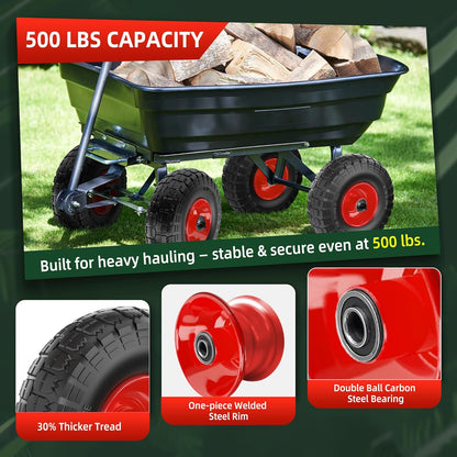 4.10/3.50-4 Tire and Wheel Flat Free,10-Inch Solid Wheel Replacement with 5/8 Bearings,2.2" Offset Hub -Compatible with Hand Truck,Wheelbarrow,Dolly(Red)