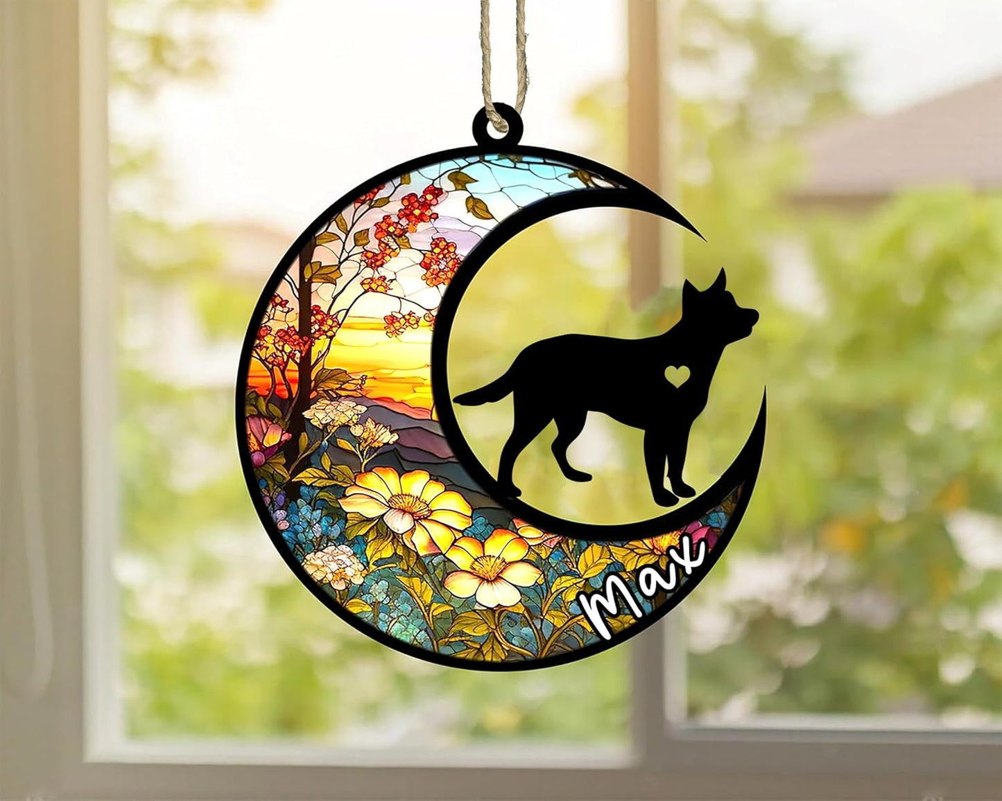 Personalized Dog Memorial, Custom Name Australian Cattle Heeler Dog Christmas Ornament, Custom Breeds, Pet Loss Light Catcher, Gifts for Lovers Loss of Pet Sympathy on Mothers Day Christmas