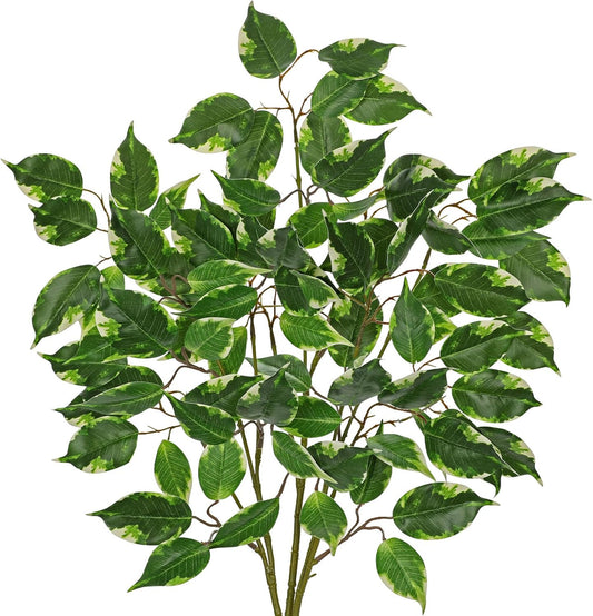 Ficus Leaves Artificial Branches 35.4" Faux Ficus Tree Branches Fake Greenery Plant Spray for Tree DIY Arch Wedding Bouquet Wreath Wall Decor - 3PCS