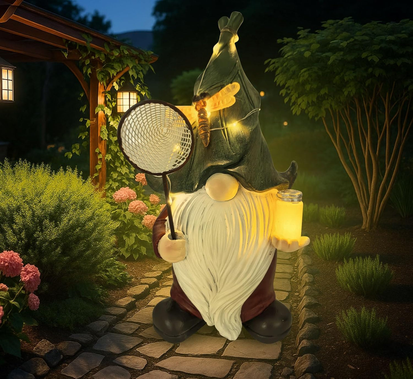 Garden Gnomes Outdoor Decor – Bug Catcher Garden Statue for Lawn, Balcony, Yard – Garden Ornaments – Fun Birthday Gift for Lover, Mom, Grandma – Ideal Holiday Present
