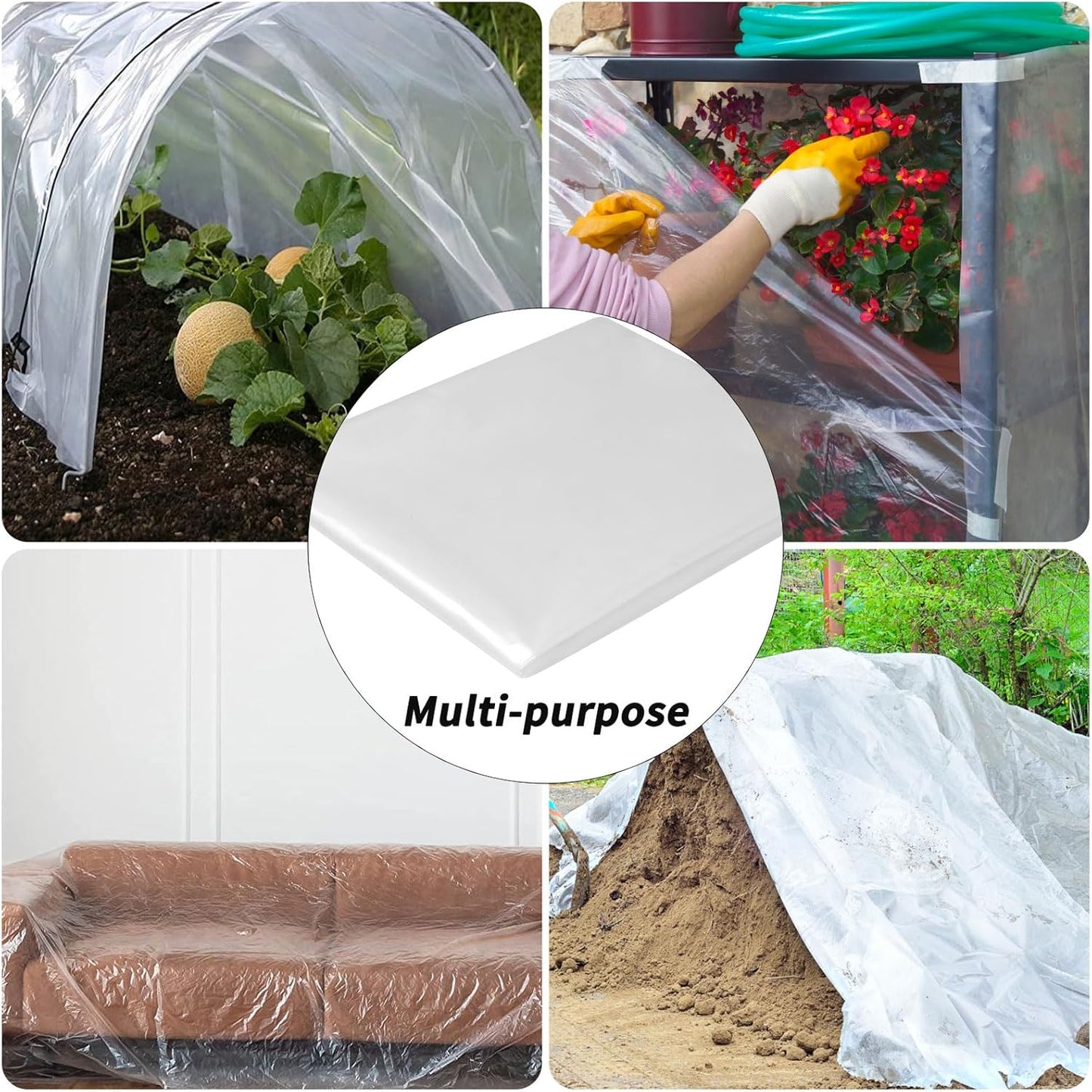10' x 26' Greenhouse Plastic Film Sheeting Cover 6 Mil Thickness, Clear Greenhouse Cover Polyethylene Plastic UV Resistant Anti-drip, Anti-Fog for Farms, Agriculture, Garden, Farm Plastic Cover
