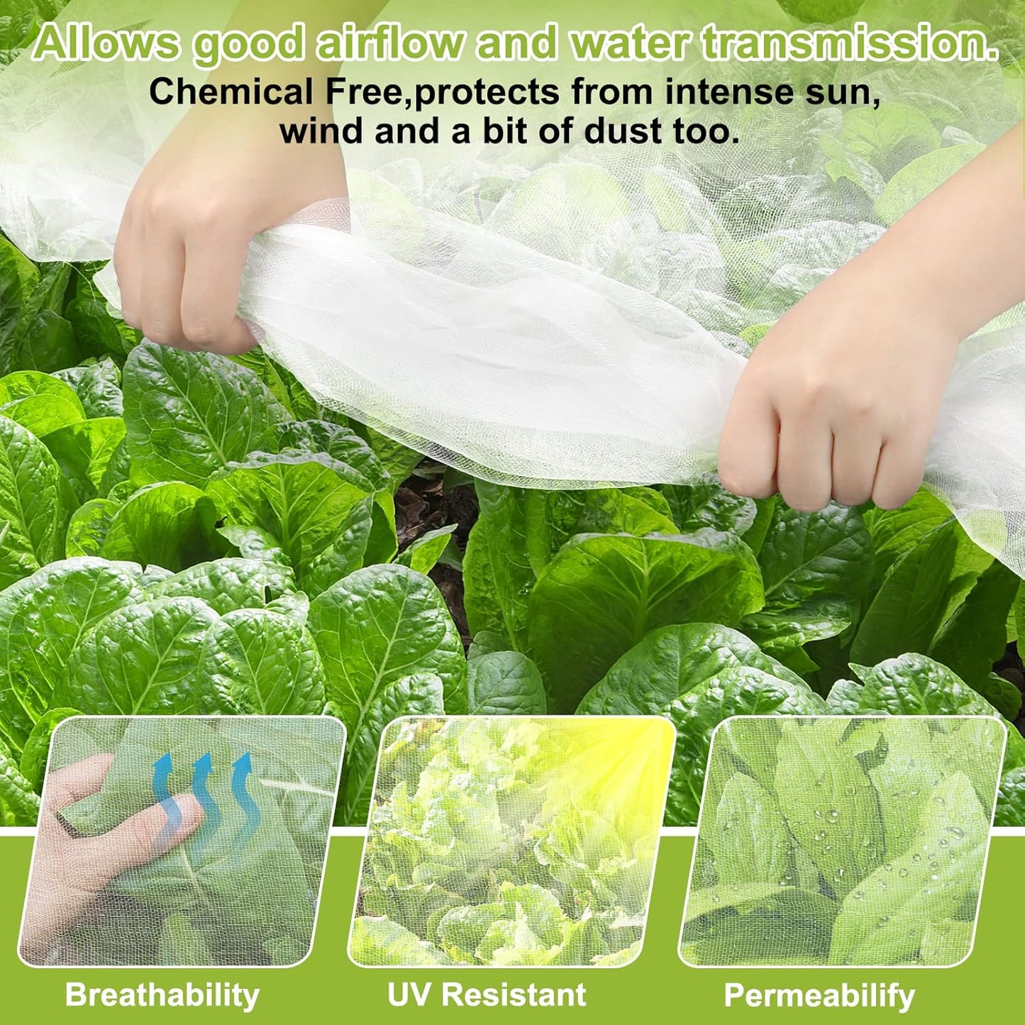 Garden Netting, 10x33Ft Ultra Fine Mesh Netting Pest Barrier Protection Bird Mosquito Net Plants Cover for Vegetables Fruits Flowers Crops Greenhouse Row Cover Raised Bed Patio Mesh Netting