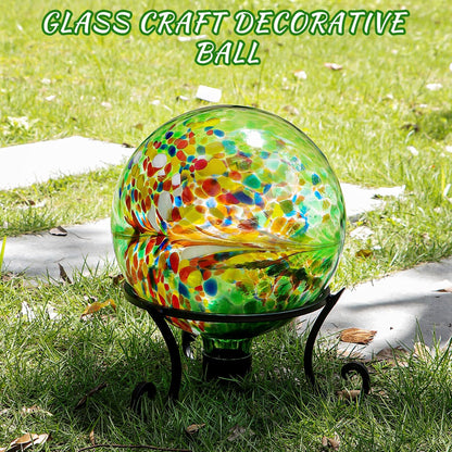 Gazing Balls for Garden 10" Glass Outdoor Garden Globe Ball Reflective Gazing Globes Outside Yard Decor (Green)