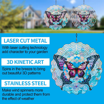 Metal Wind Spinners for Outdoor,Birthday Gifts for Women Mom Grandma, 12 Inch Purple Butterfly Wind Spinner, Kinetic Sculpture Garden Decor for Ornament Gifts