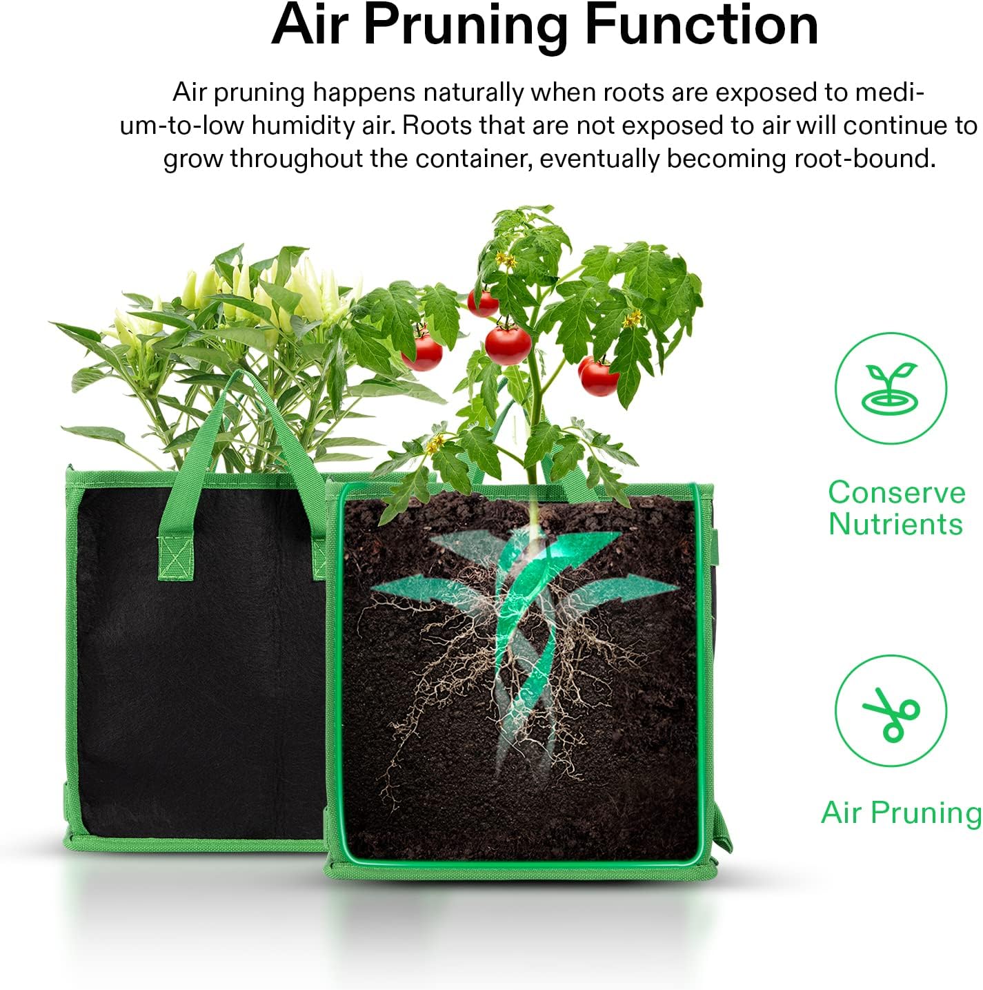 VIVOSUN 5 Pack 5 Gallon Square Grow Bags, Thick Nonwoven Cubic Fabric Pots with Handles for Indoor and Outdoor Gardening